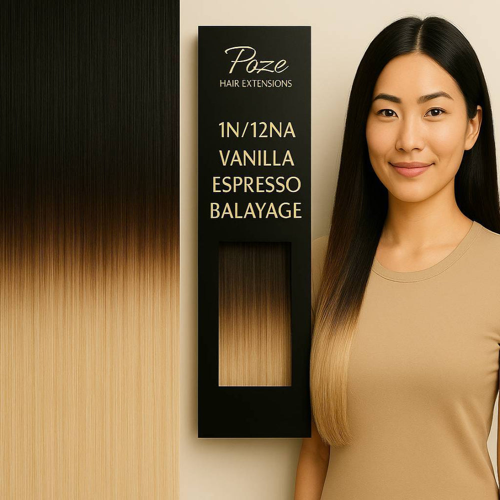 Extension capelli Premium - 1N/12NA Balayage Vaniglia Espresso